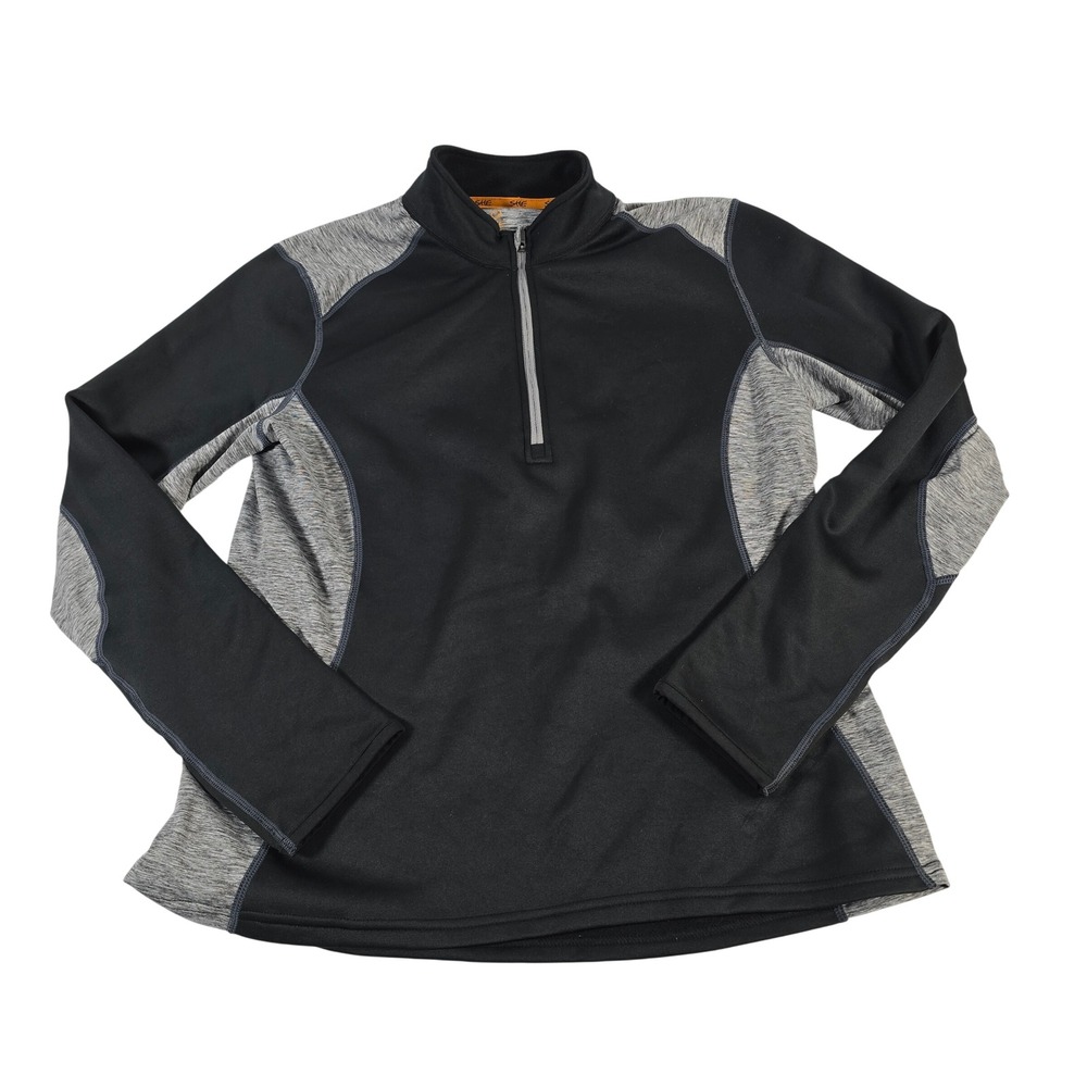 SHE Outdoor Women's‎ Black Heather Gray Quarter Zip Pullover Sweatshirt XL TG EG